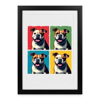 Pop Art Bulldog, Bubbles, Pancake, Chonk, Nibbles - Framed poster (27 × 37 cm) - black - Front