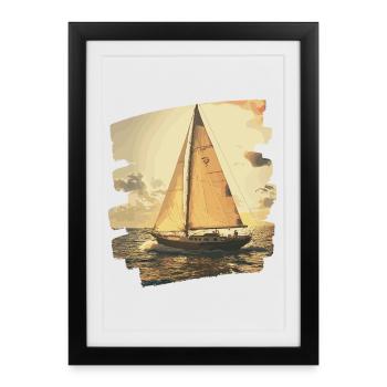 Voilier - Affiche encadrée (27 × 37 cm) - noir - Devant