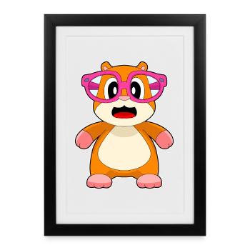 Lunettes de hamster - Affiche encadrée (27 × 37 cm) - noir - Devant