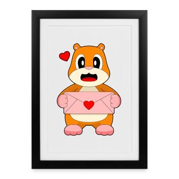 Hamster Love Letter - Framed poster (27 × 37 cm) - black - Front