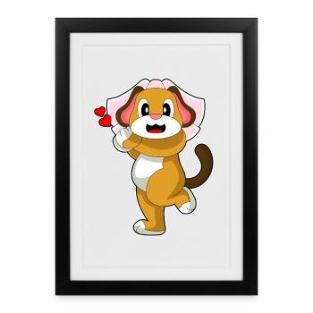Chien Voile de mariée Mariage - Affiche encadrée (27 × 37 cm) - noir - Devant