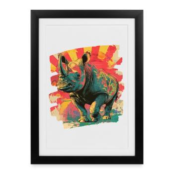 Rhinocéros - Affiche encadrée (27 × 37 cm) - noir - Devant