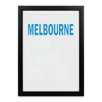 Tournoi de tennis Melbourne Paris Londres New York - Affiche encadrée (27 × 37 cm) - noir - Devant