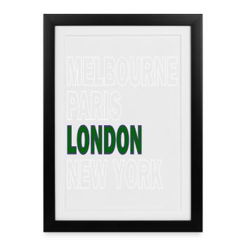 Major Tennis, Londres, Melbourne, Paris, New York - Affiche encadrée (27 × 37 cm) - noir - Devant
