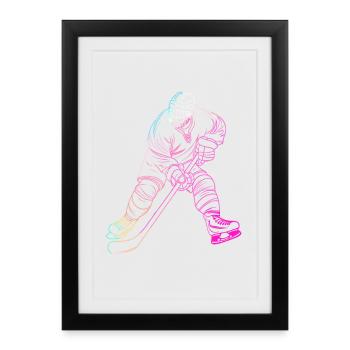 Joueur de hockey sur glace - Affiche encadrée (27 × 37 cm) - noir - Devant