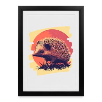 Hedgehog - Framed poster (27 × 37 cm) - black - Front
