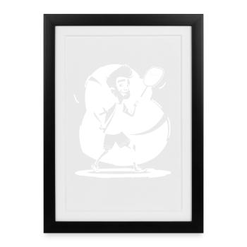 Croquis de joueur de badminton - Affiche encadrée (27 × 37 cm) - noir - Devant