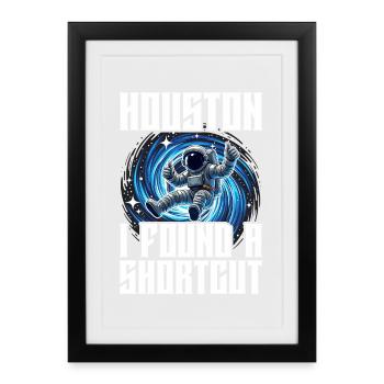 Drôle astronaute portail spatial trou de ver disant - Affiche encadrée (27 × 37 cm) - noir - Devant
