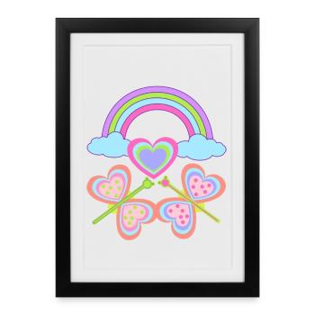 Rainbow Child Kids Baby Butterflies Heart - Framed poster (27 × 37 cm) - black - Front