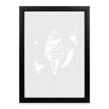 Croquis de crème glacée molle - Affiche encadrée (27 × 37 cm) - noir - Devant