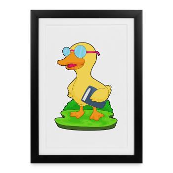 Lunettes Duck Nerd Book - Affiche encadrée (27 × 37 cm) - noir - Devant