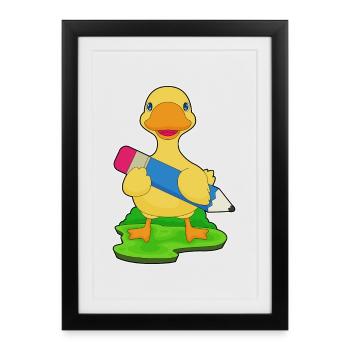 École de crayon Duck Student - Affiche encadrée (27 × 37 cm) - noir - Devant