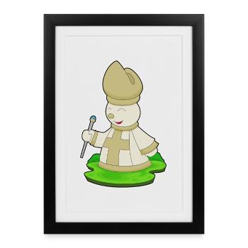 Chess Piece Bishop Chess - Framed poster (27 × 37 cm) - black - Front