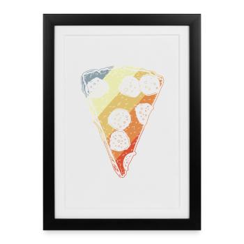 Pizza rétro - Affiche encadrée (27 × 37 cm) - noir - Devant
