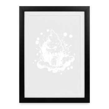 Croquis de cornet de crème glacée - Affiche encadrée (27 × 37 cm) - noir - Devant