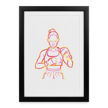 Dessin de boxeur - Affiche encadrée (27 × 37 cm) - noir - Devant