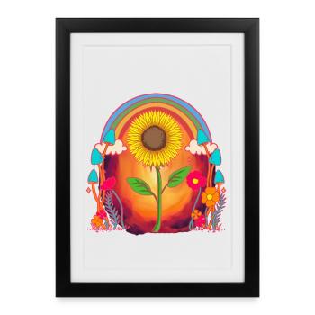 Sunflower Sunflowers Sunset Nature - Framed poster (27 × 37 cm) - black - Front