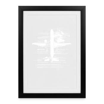 Airplane Drawing - Framed poster (27 × 37 cm) - black - Front