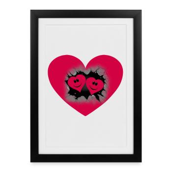 Cœur de la Saint-Valentin Coeurs Partenaire Saint-Valentin Amour - Affiche encadrée (27 × 37 cm) - noir - Devant