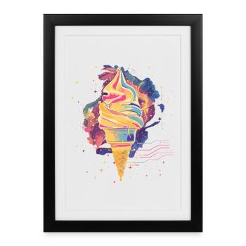 Crème glacée Vaporwave - Affiche encadrée (27 × 37 cm) - noir - Devant
