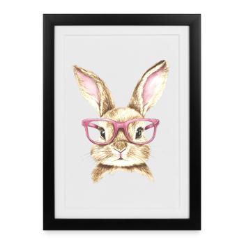 Lapin Lapin Lunettes Oreilles de Lapin Cadeau Lapin - Affiche encadrée (27 × 37 cm) - noir - Devant