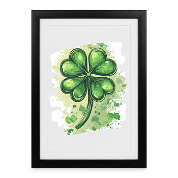 Trèfle de la Saint-Patrick - Affiche encadrée (27 × 37 cm) - noir - Devant