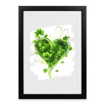 Saint-Patrick Shamrock Heart - Affiche encadrée (27 × 37 cm) - noir - Devant