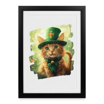 Chat de la Saint-Patrick - Affiche encadrée (27 × 37 cm) - noir - Devant