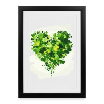 Saint-Patrick Shamrock Heart - Affiche encadrée (27 × 37 cm) - noir - Devant