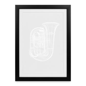 Croquis de tuba - Affiche encadrée (27 × 37 cm) - noir - Devant