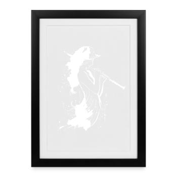 Croquis de joueur de flûte - Affiche encadrée (27 × 37 cm) - noir - Devant