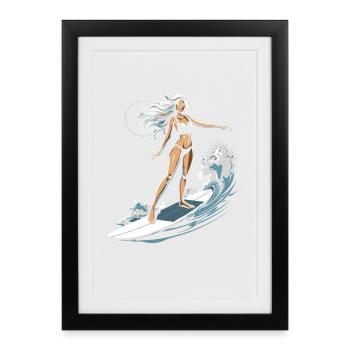 Graphique de surfeuse - Affiche encadrée (27 × 37 cm) - noir - Devant