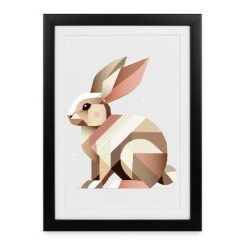 Charmante Geometrie – Der abstrakte Hase - Gerahmtes Poster (27 × 37 cm) - Schwarz - Vorne