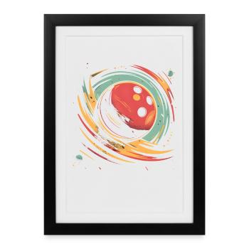 Boule de bowling rétro - Affiche encadrée (27 × 37 cm) - noir - Devant