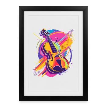 Violin Cartoon - Framed poster (27 × 37 cm) - black - Front