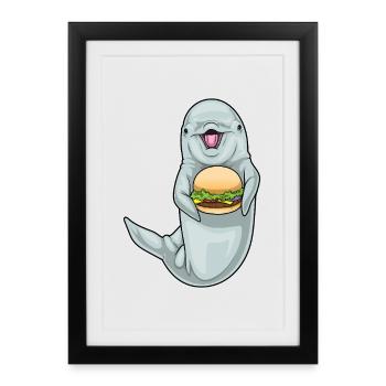Dolphin Cheeseburger - Affiche encadrée (27 × 37 cm) - noir - Devant