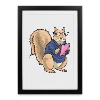 Squirrel Secretary Clipboard Office - Framed poster (27 × 37 cm) - black - Front