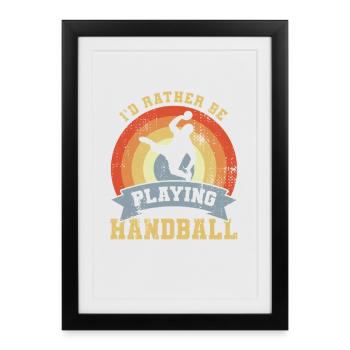 Handball Dicton Look Rétro - Affiche encadrée (27 × 37 cm) - noir - Devant