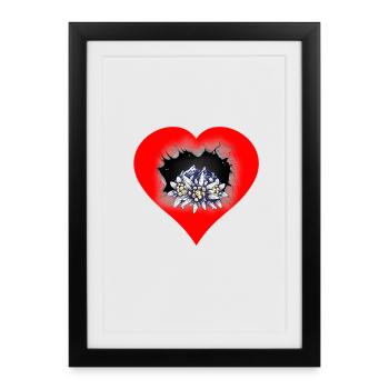Cœur Alpinisme Autriche Tyrol Montagne - Affiche encadrée (27 × 37 cm) - noir - Devant