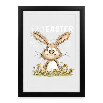 Lapin de Pâques houblonné Motif de Pâques Lapin de Pâques - Affiche encadrée (27 × 37 cm) - noir - Devant