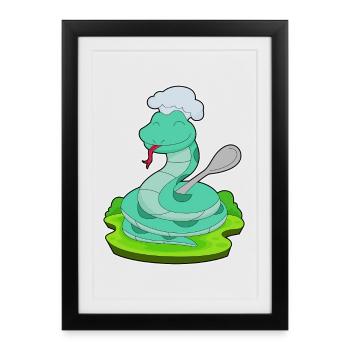 Serpent Cuillère de Cuisine Cuisson - Affiche encadrée (27 × 37 cm) - noir - Devant