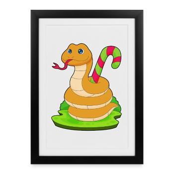 Snake candy cane - Framed poster (27 × 37 cm) - black - Front