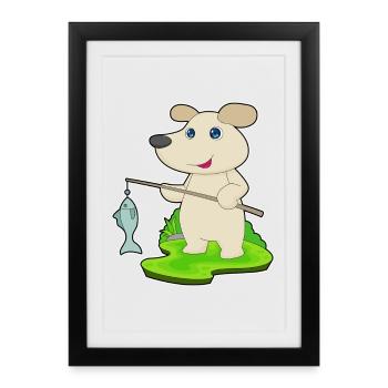 Pêche au poisson Dog Angler - Affiche encadrée (27 × 37 cm) - noir - Devant