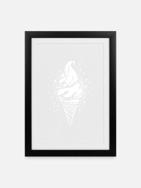 Softeis Skizze - Gerahmtes Poster (27 × 37 cm) - Schwarz