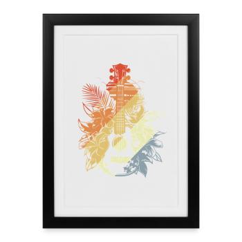 Ukulélé Cartoon Look - Affiche encadrée (27 × 37 cm) - noir - Devant