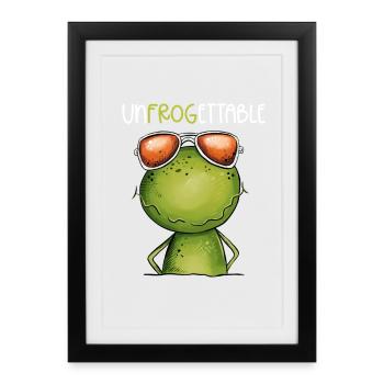Grenouille cool avec des lunettes et un jeu de mots - Affiche encadrée (27 × 37 cm) - noir - Devant