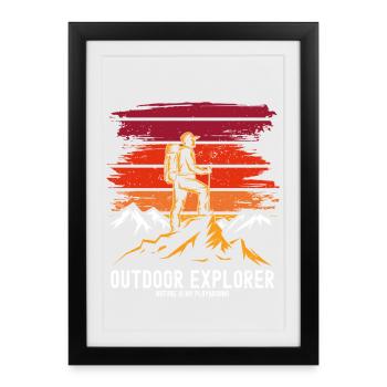 Outdoor Explorer Hiking & Mountaineering Nature - Framed poster (27 × 37 cm) - black - Front