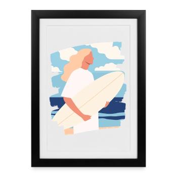 Surfeur - Affiche encadrée (27 × 37 cm) - noir - Devant