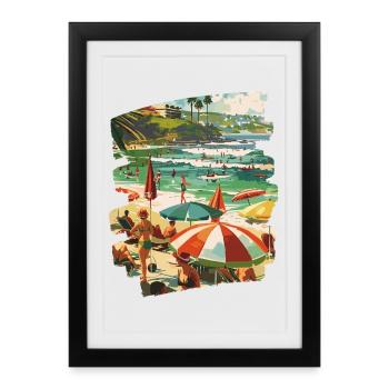 surfeur - Affiche encadrée (27 × 37 cm) - noir - Devant
