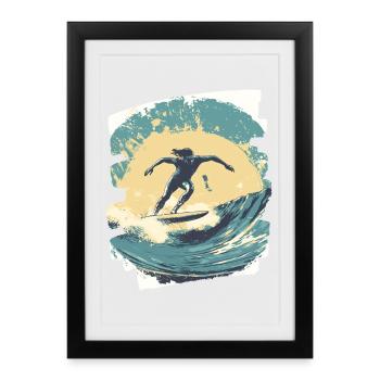 Surfeur - Affiche encadrée (27 × 37 cm) - noir - Devant
